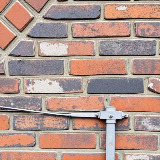 Close-up van oude, verweerde bakstenen van een historisch gebouw in Rotterdam, met focus op textuur en patroon.
