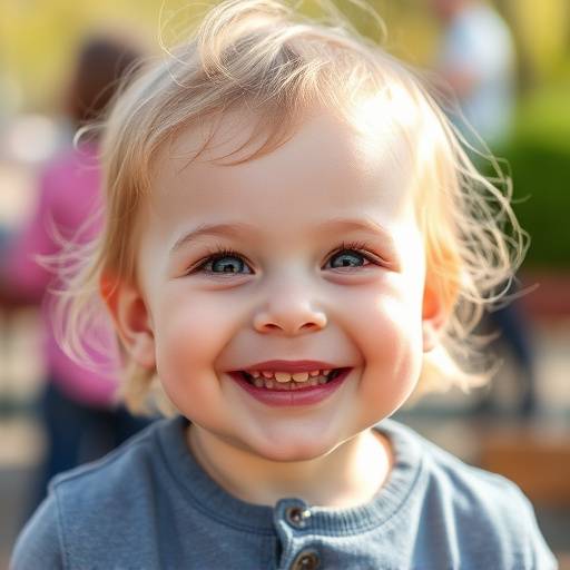 Een kinderportret met speelse, vrolijke expressie, genomen in een lichte en vrolijke omgeving in Rotterdam.