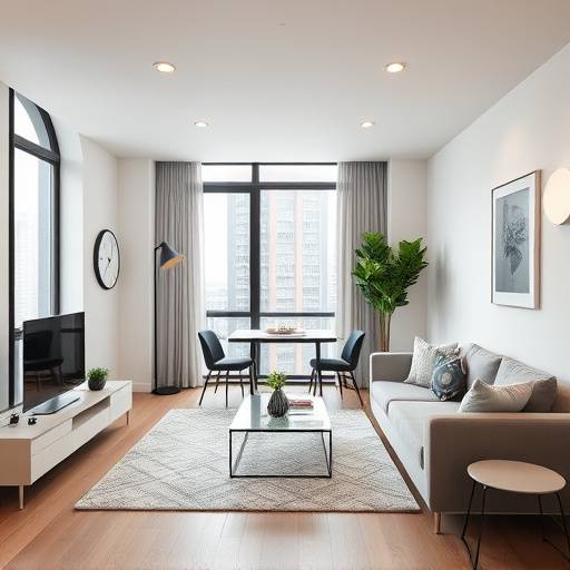 Een prachtig belichte interieurfoto van een modern appartement in Rotterdam, met focus op ruimte en licht.
