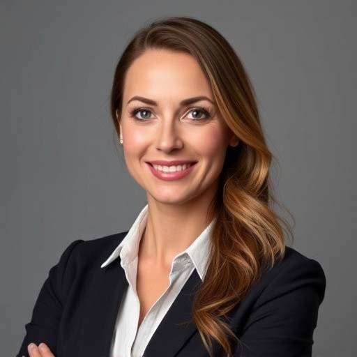 Professionele zakelijke headshot van een zelfverzekerde vrouw in een studio